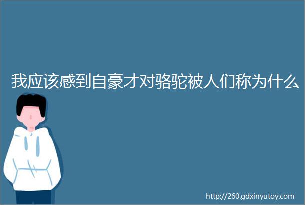 我应该感到自豪才对骆驼被人们称为什么